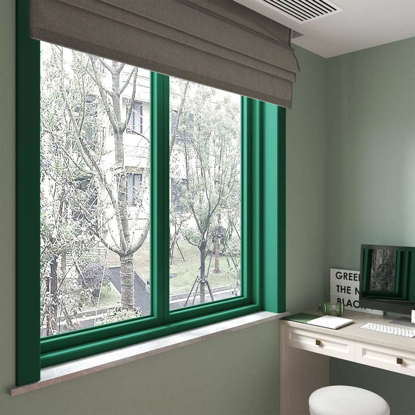 YENHOME Bordo Carta da Parati Adesiva Verde Scuro Impermeabile 7.6x600cm Bordo Adesivo per Parati PVC Verde Tinta Unita Muro Decorativa Adesiva Della Porta Decorazione Bagno Soggiorno