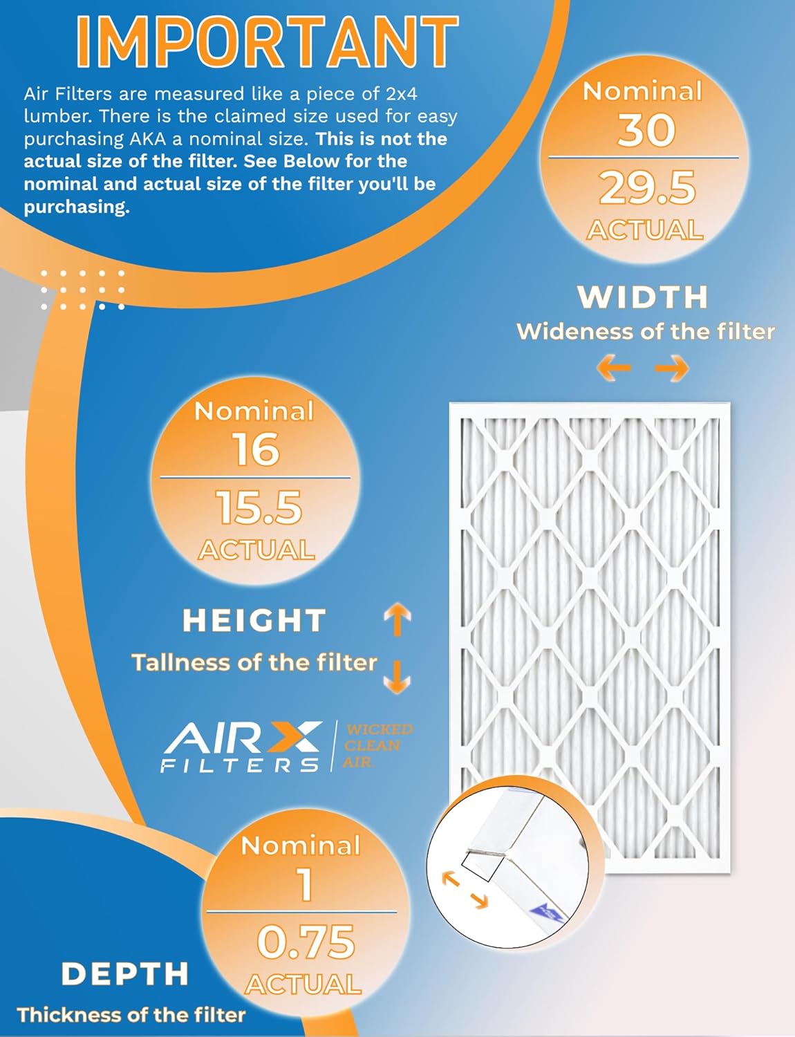 16x30x1 Air Filter MERV 11 Rating, 12 Pack of Furnace Filters Comparable to MPR 1000, MPR 1200 & FPR 7 - Made in USA by AIRX FILTERS WICKED CLEAN AIR.