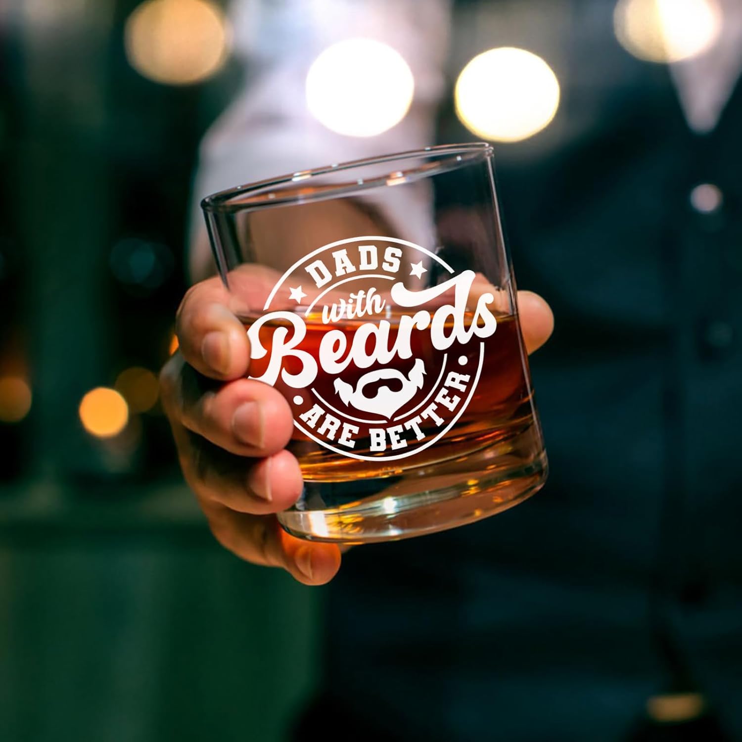 Voatok Dad Whiskey Glasses 10 oz, Funny Dad Gifts for Father's Day from Kids, Dads with Beards Are Better Old Fashioned Rocks Glasses for Men Drinking Scotch Bourbon Cocktail Liquor Vodka - Image 4