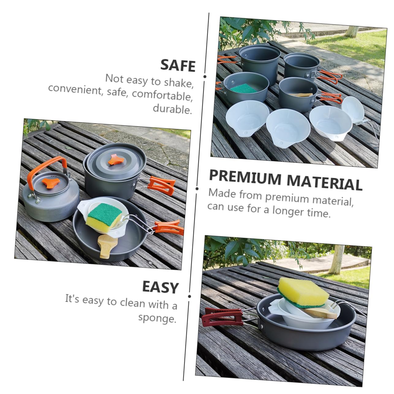 BCOATH 7Pcs Camping Bowl Portable Outdoor Tableware Lightweight Cooking Gear for Hiking Picnics Travel Includes Bowls Spoon Spatula Sponge