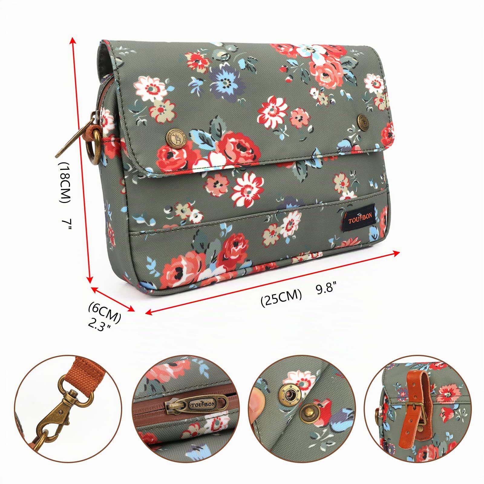 TOURBON - Bolsa de Lona Impermeable para Manillar de Bicicleta, diseño de Flores