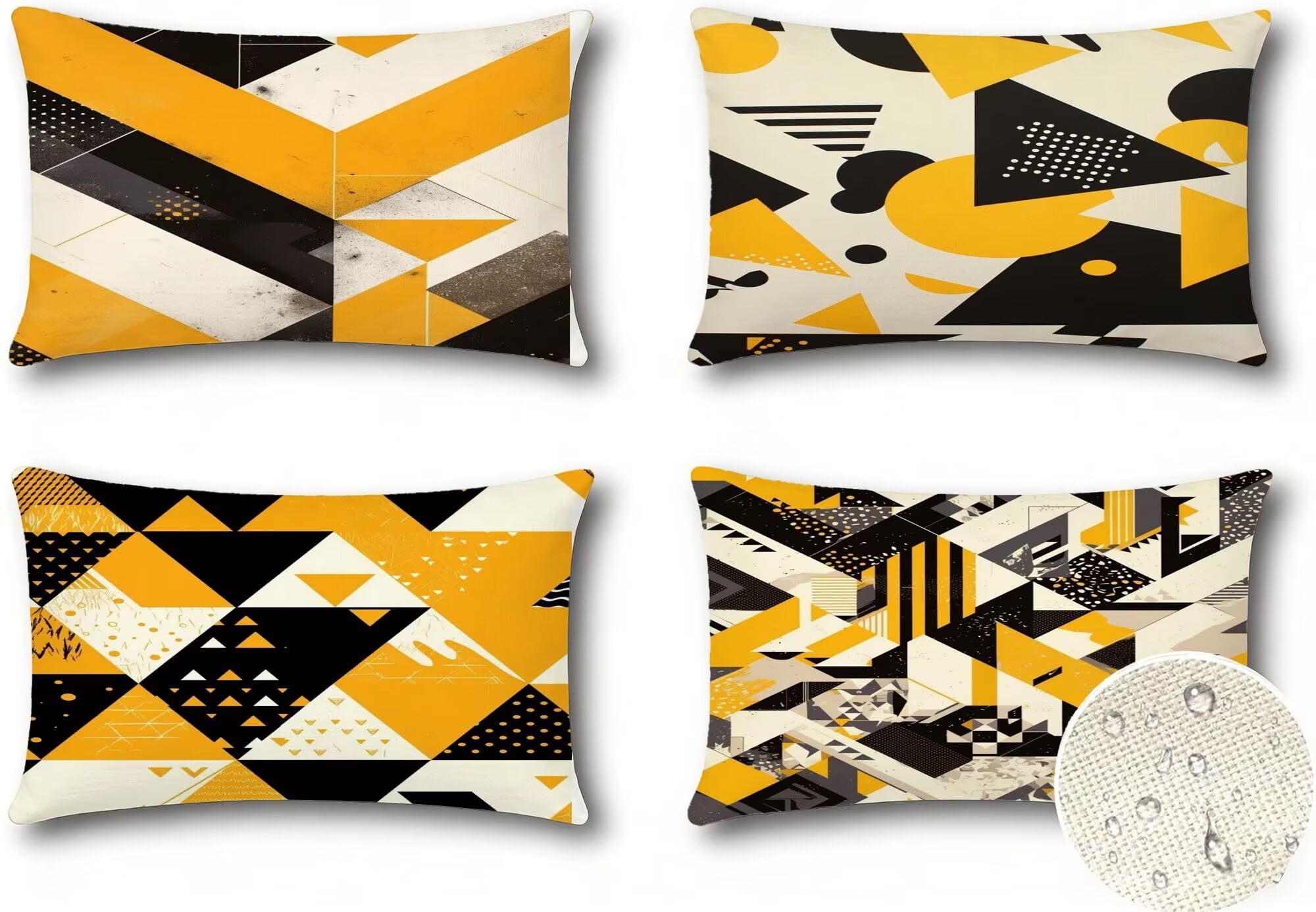 Generisch Kissenbezug 40x65cm Orange Farbe Dekokissen Zweiseitiges Muster Geometrie Sofakissen Outdoor Kissen Leinen Kissenbezüge Dekorative für Sofa Garten Wohnzimmer Bett 4er Set. R-3137