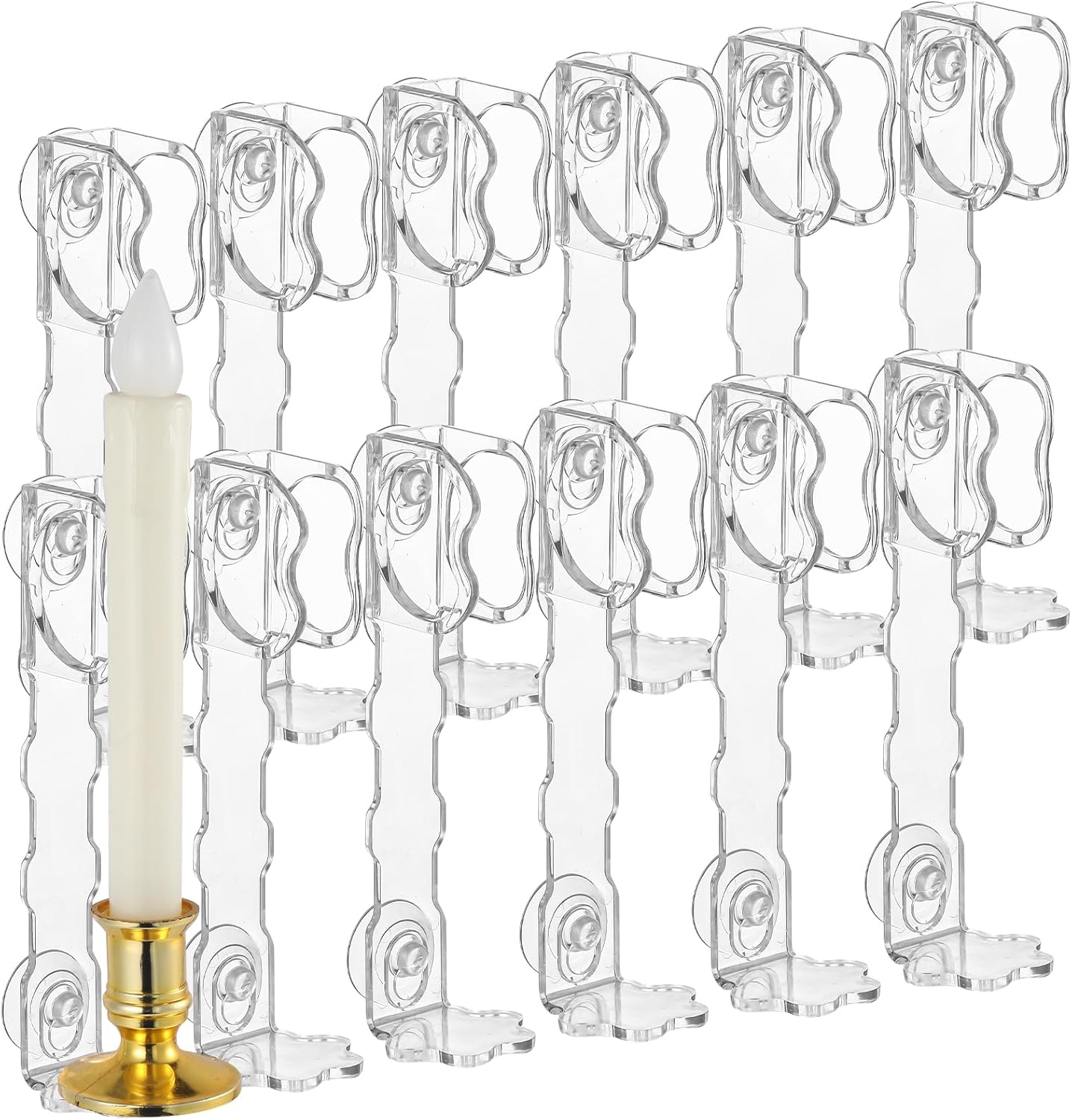 Retisee 12 Pcs Window Candle Holders Christmas Plastic