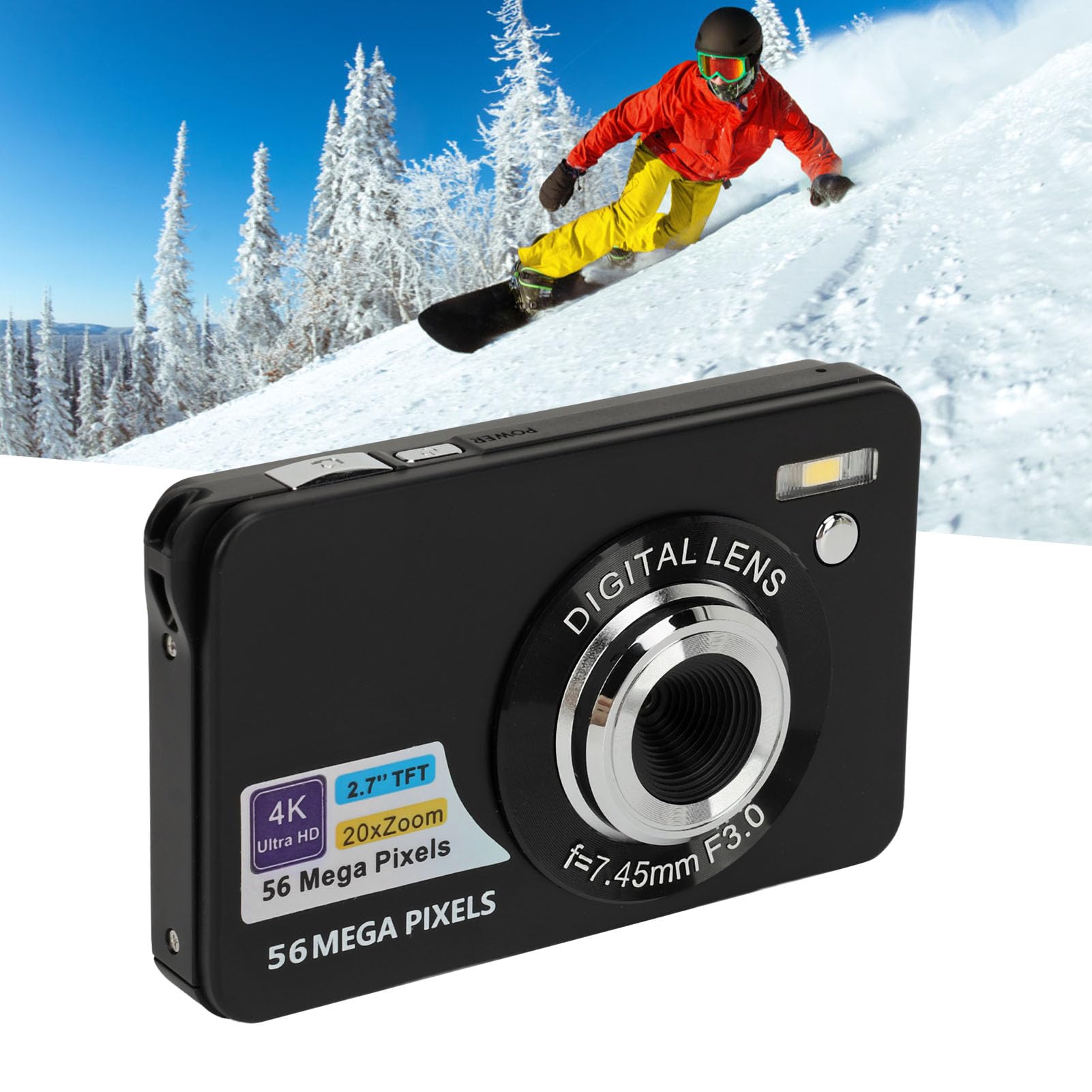 Kompaktowy Aparat Cyfrowy FHD 4K 56 MP z 20-krotnym Zoomem, Autofokusem, Stabilizatorem Obrazu, wodoodpornością Cyfrowe Aparaty Typu „wyceluj i Zrób zdjęcie” do Robienia zdjęć