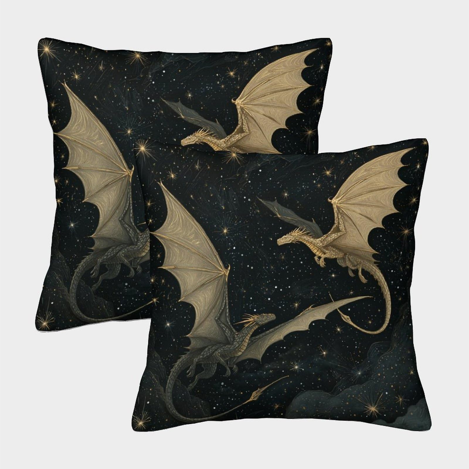 kaiyun 2 Pack Dragons Coiled And Danced, Stars Twinkled 3D Cushion Cover Pillow Cover Sofa Outdoor Decoration Square 50x50cm