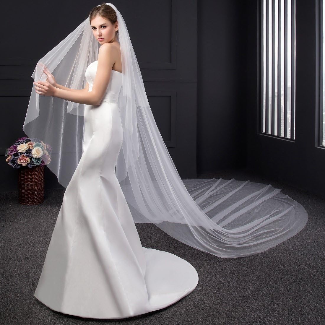 EllieHouse レディース 2段 シンプル ウェディング ブライダルベール メタルコーム L11 US サイズ: Ultima