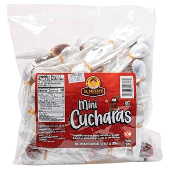 El Metate - Mini Cucharas Tamarind Candy 100pz - Authentic Dulces Mexicanos for Fiesta, Spicy Tamarindo Bites, Perfect Hispanic Candy Treat