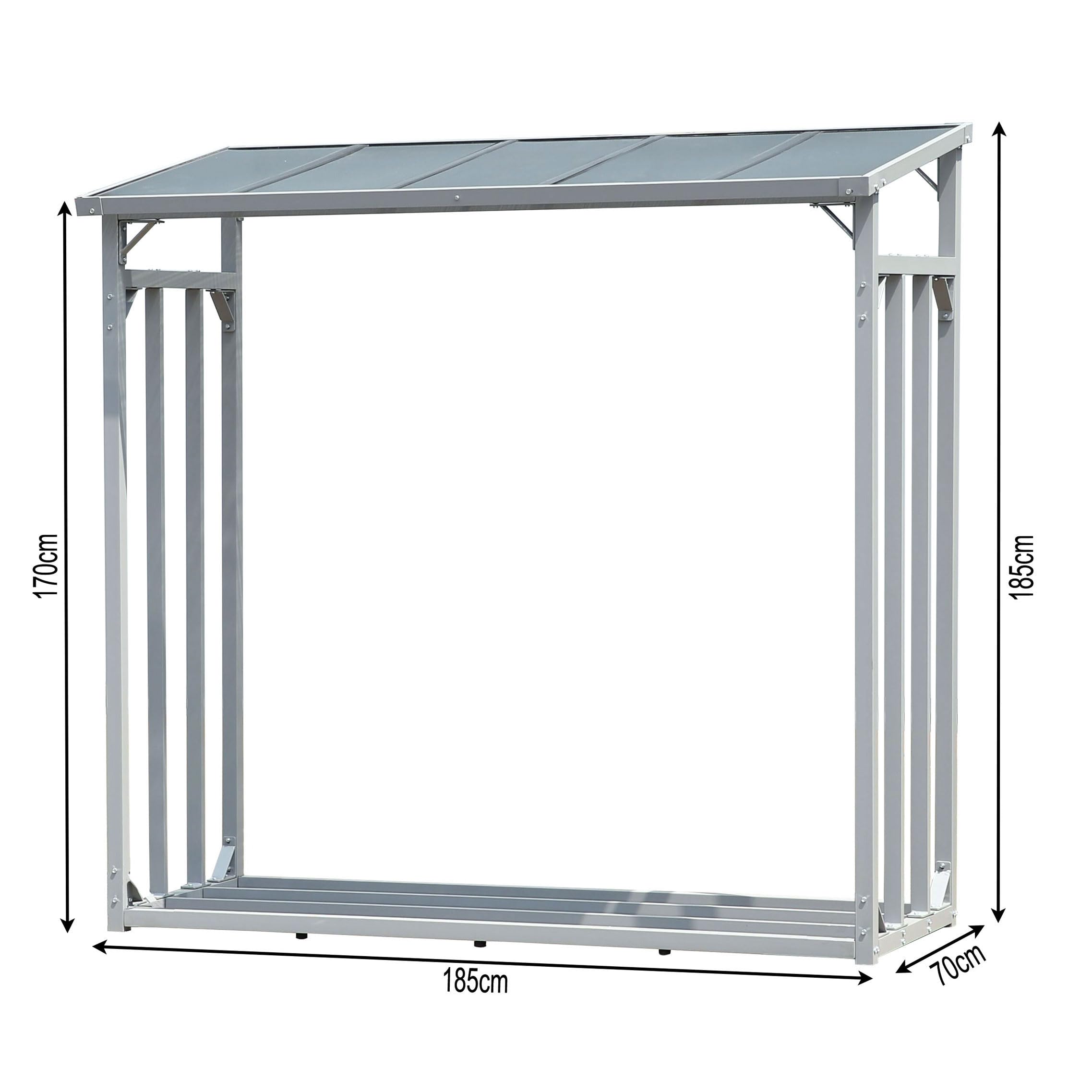 Scaffalatura in Alluminio per Legna da Ardere 185x70x185 cm 2,3 m3