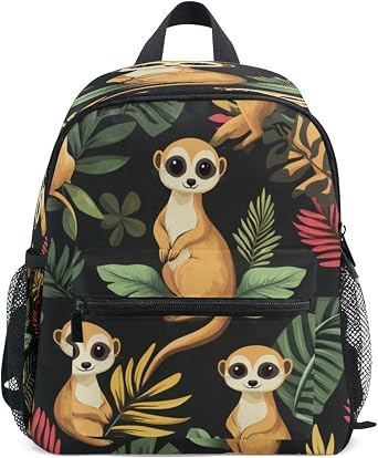 Meerkats Tropical Leaves Toddler Backpack For Kids Preschool