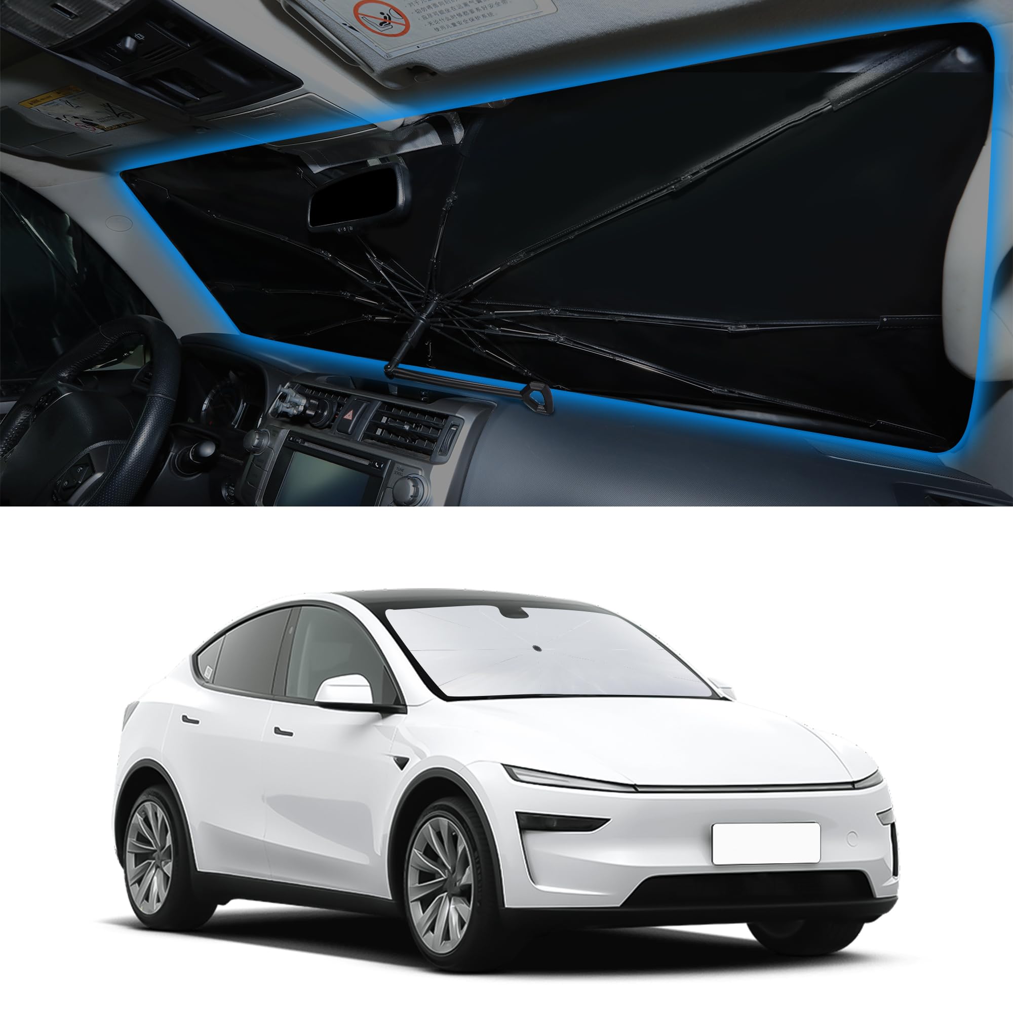 Windshield Sun Shade Umbrella for 2017-2026 Tesla Model Y Model 3