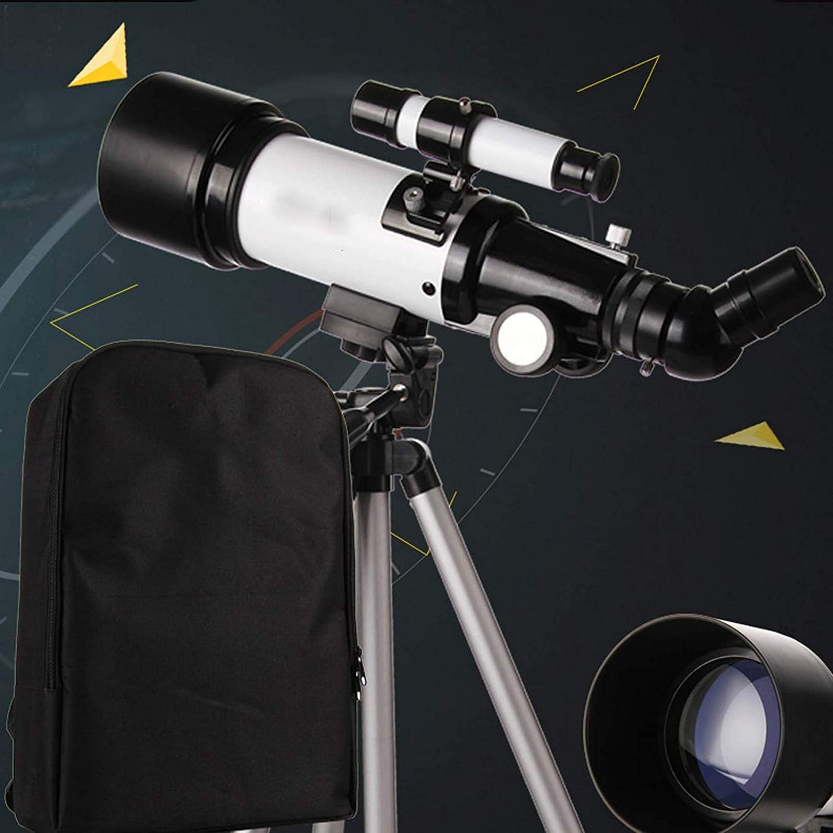 Przenośny teleskop podróżny dla dorosłych z szukaczem, teleskop dla dzieci, dorośli, początkujący astronomowie, teleskopy refraktorowe 50 mm, adapter do smartfona, plecak i filtr księżycowy