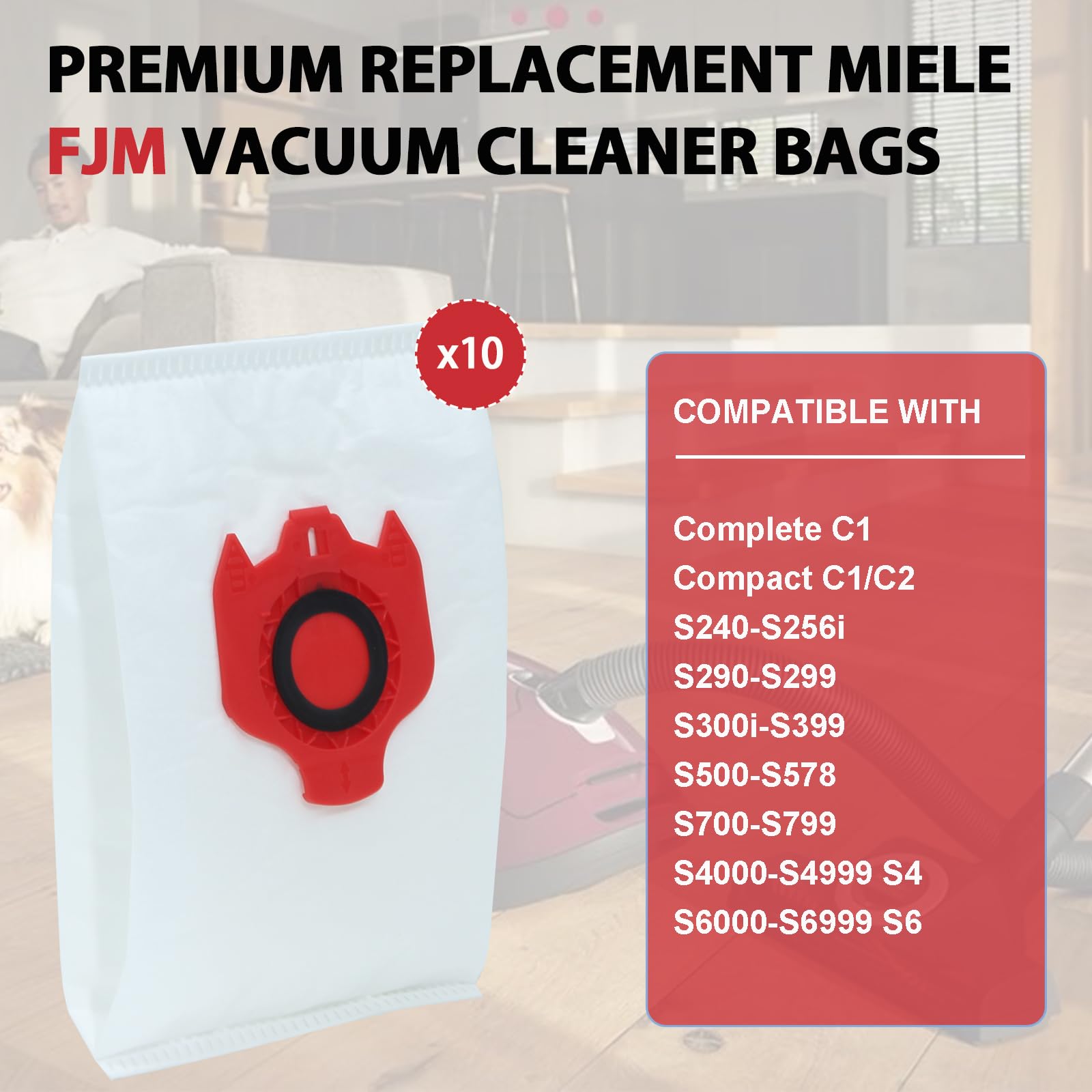 AMFUN Lot 15 Sacs Aspirateur + 4 Filtres + Brosse Pour Miele Classic C1 C2 S2 S5