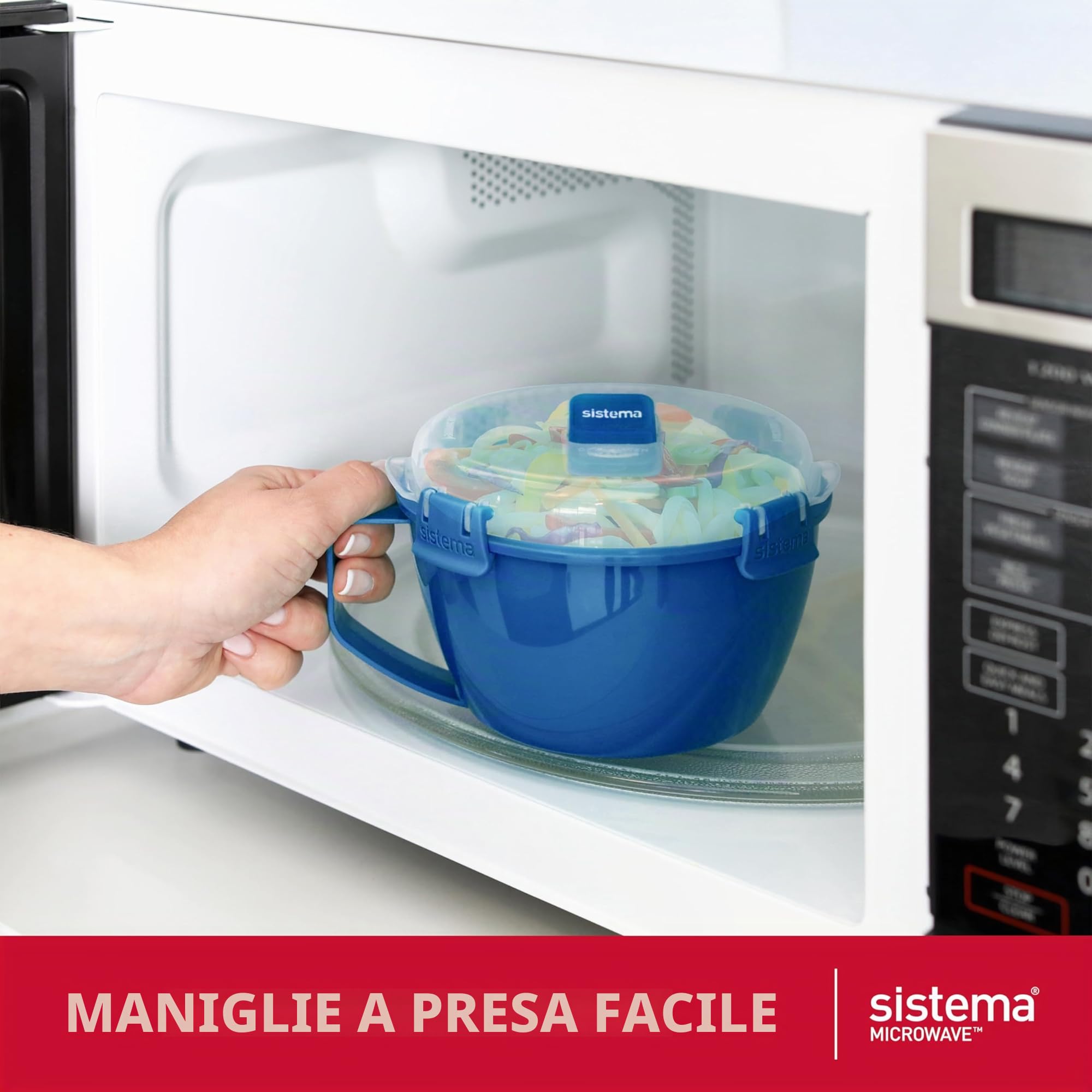 Sistema Contenitori per Microonde | Tazza per Zuppa, Ciotola per Porridge e Ciotola per Noodles | Contenitori per Alimenti per Microonde con Valvole di Rilascio del Vapore | Confezione da 3