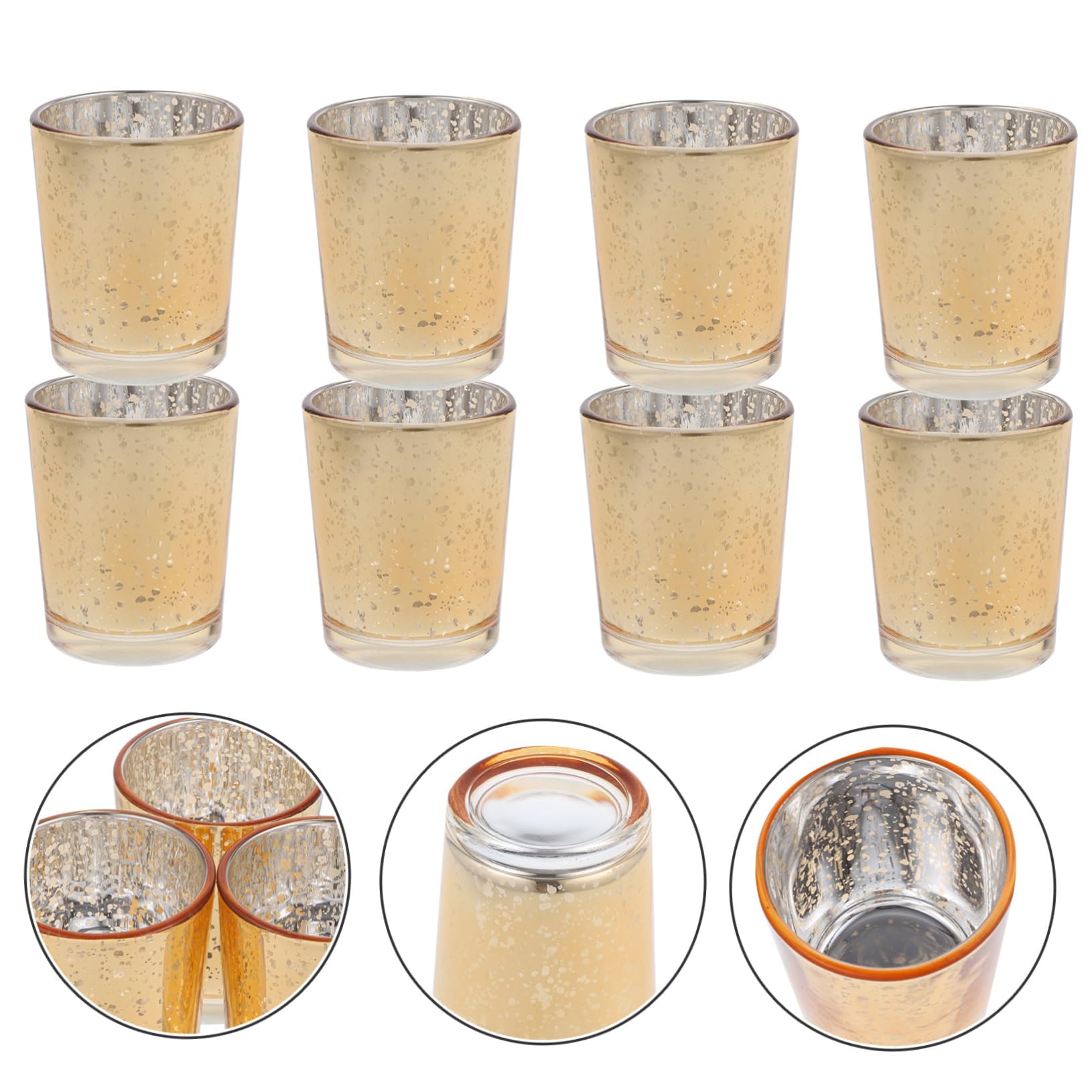 Portavelas de Cristal para Té 12 Piezas Dorado Vidrio