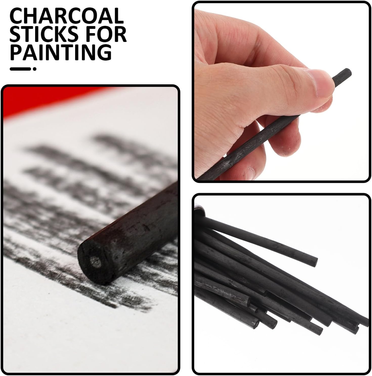 25Pcs Professional Artist Compressed Charcoal Sticks Thick Soft Sketching Pencils for Drawing and Art Supply Suitable for Students and Beginners