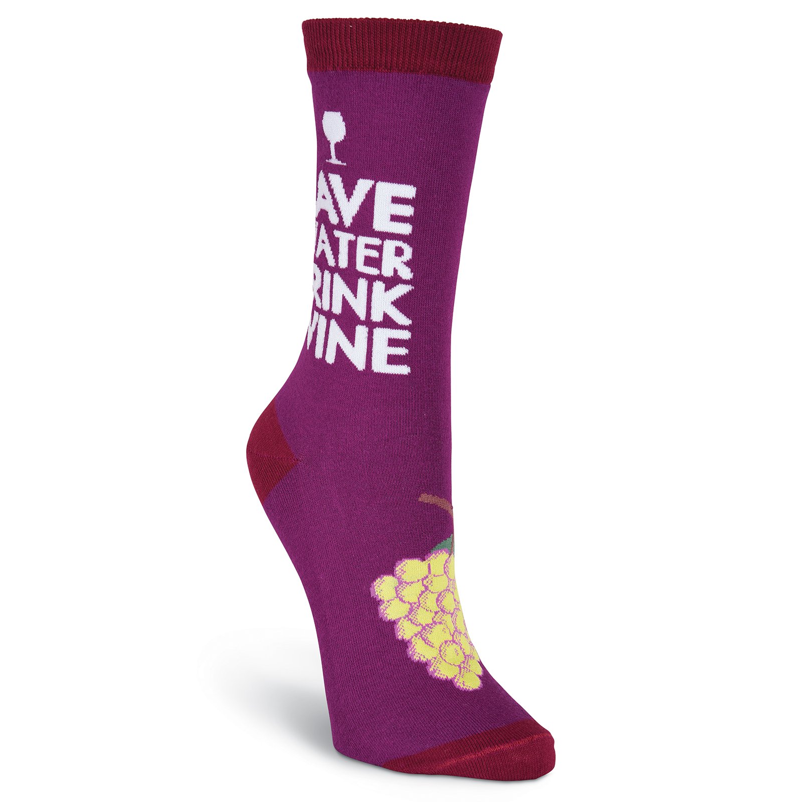 K. Bell Socks womens Fun Happy Hour Funny Novelty Crew Socks, Save Water Drink Wine (Purple), Shoe Size: 2-8 UK