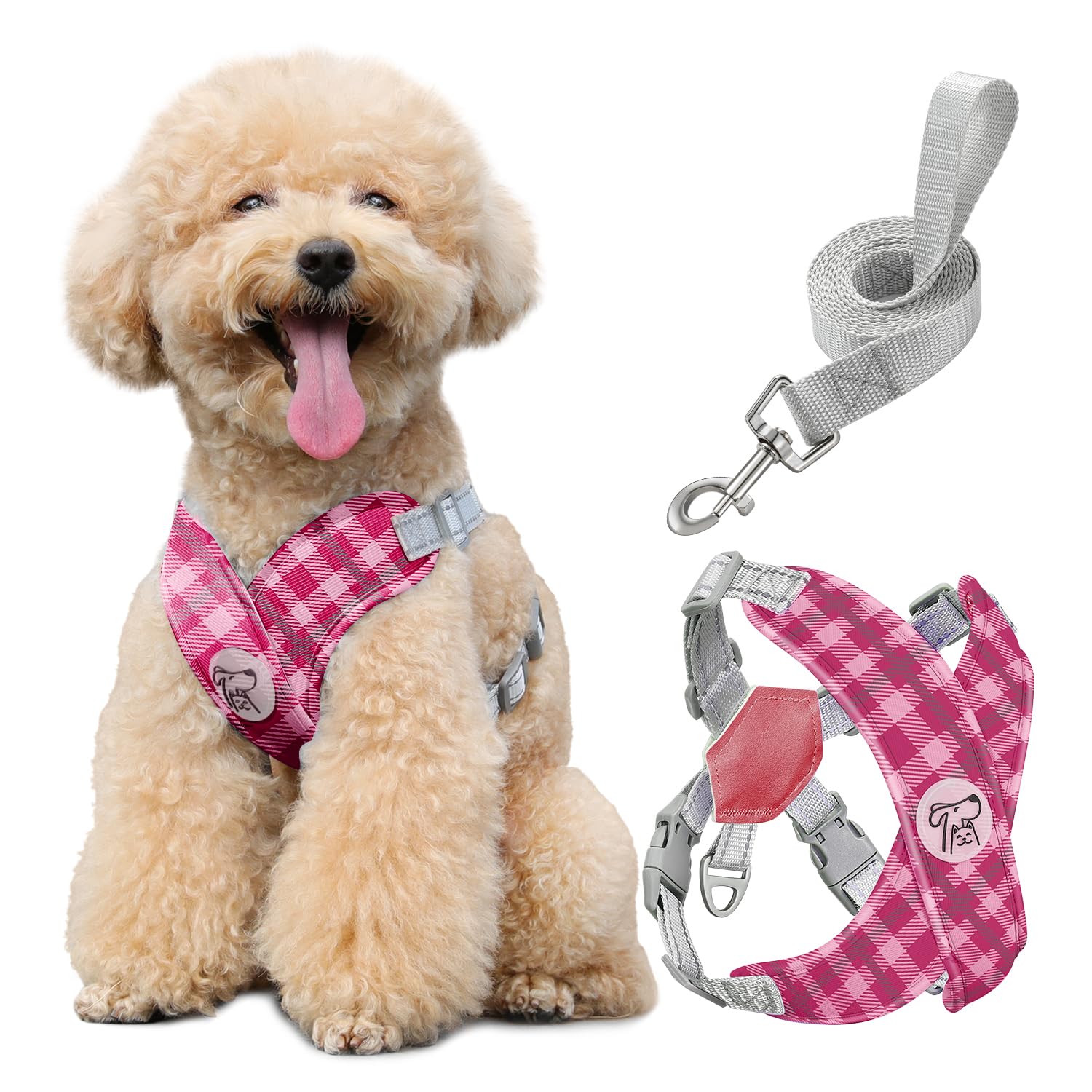 Pawaboo Small Dog Harness and Leash Set, Puppy Harness X-Frame Adjustable