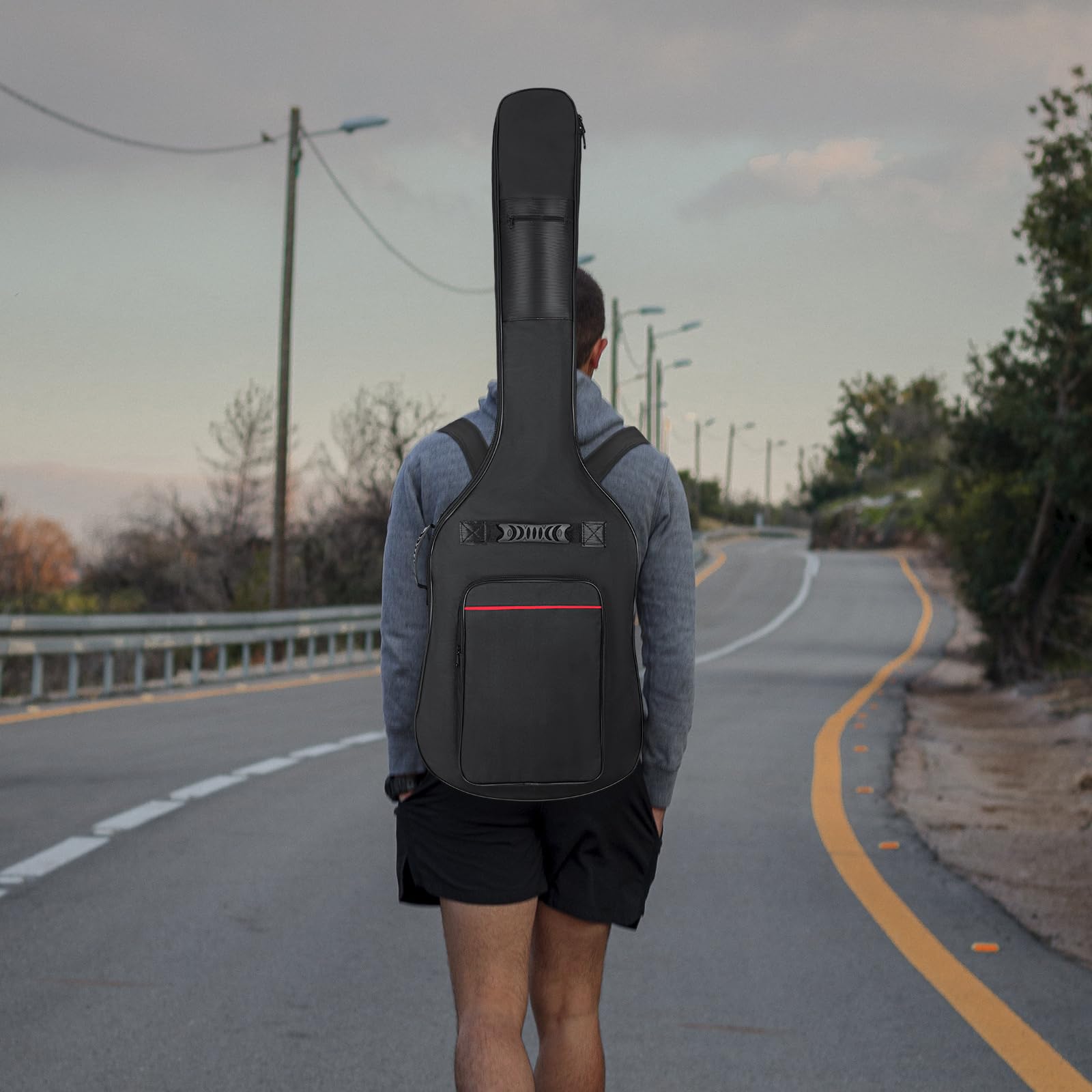 LETSROCK Bassgitarrenkoffer 8 mm Polsterung Bassgitarrentasche wasserdichte E-Bass-Tasche, E-Bass-Gigbag Basskoffer Rucksack mit Nackenriemen und Taschen