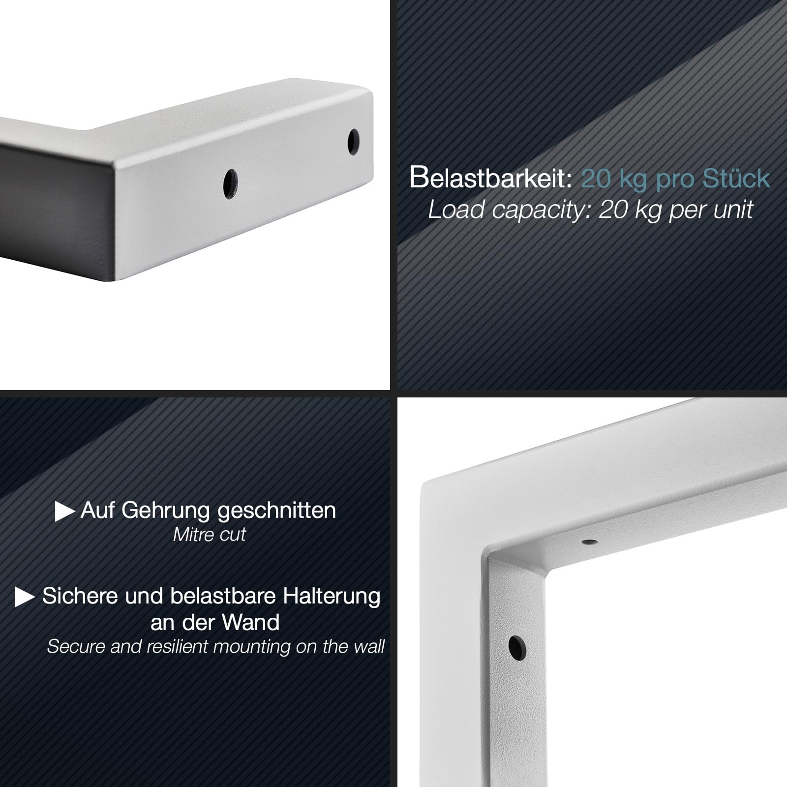 SOTOOLS 2 x Regalwinkel L-Winkel aus Edelstahl 450x150x30 gebürstete Oberfläche, stabile Regalkonsole, auch für Waschtische