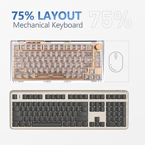 Miniatura 2 de KiiBoom Phantom 81 - Teclado mecánico montado en junta intercambiable en caliente al 75%, BT5.02.4GHzUSB-C, teclado inalámbrico para juegos NKRO con