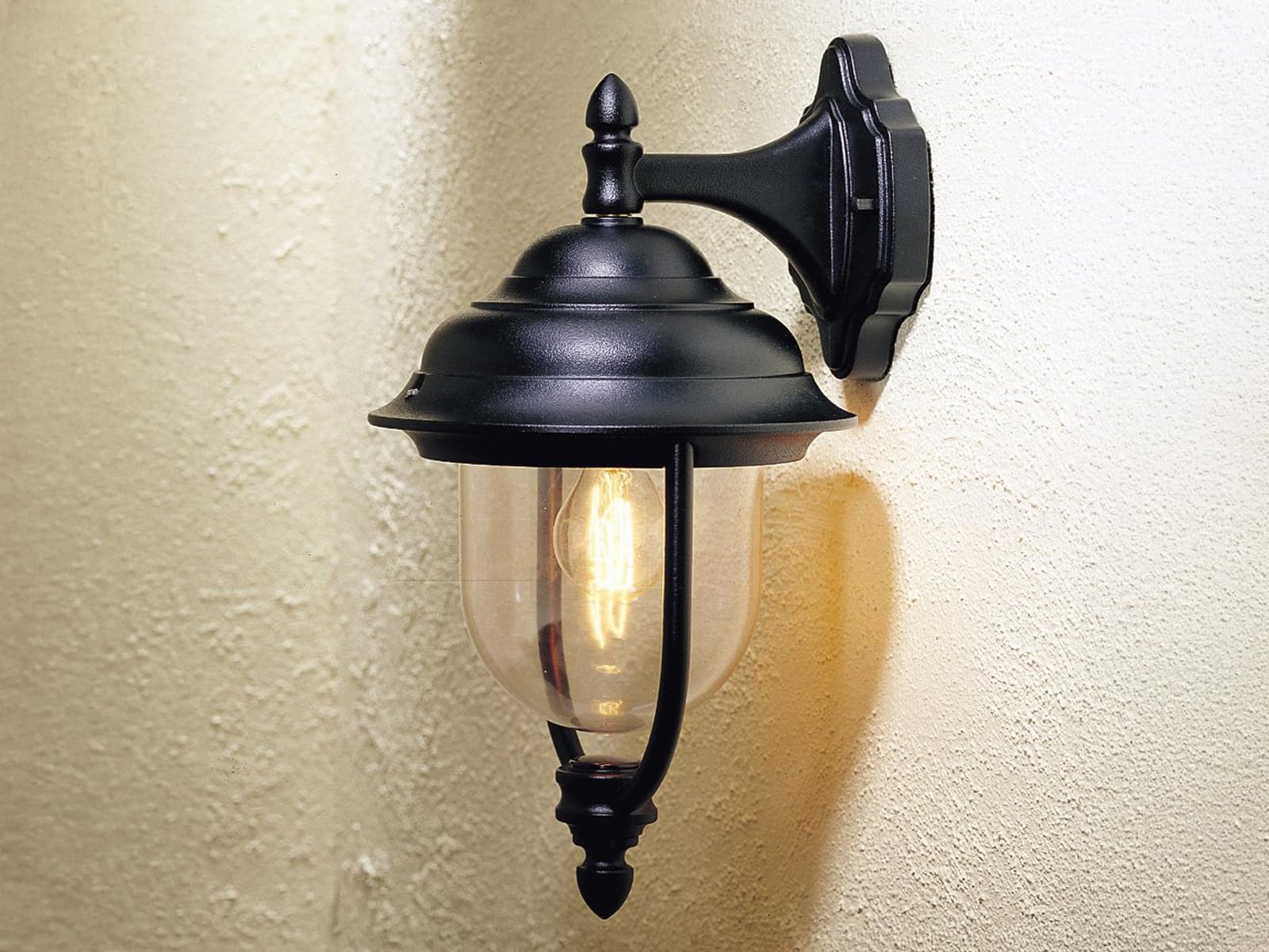 LED Außenwandlaterne hängend im Landhausstil, Höhe 46cm, Schwarz