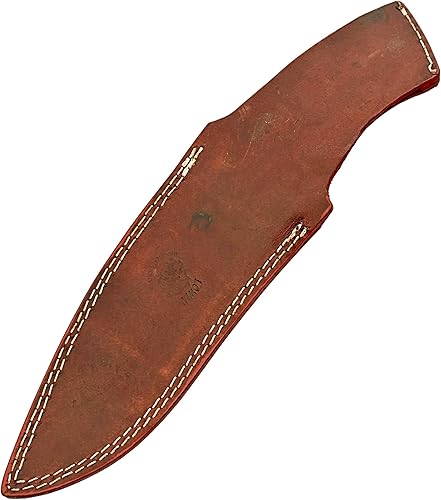 Miniatura 9 de LOWIN - Cuchillo de caza hecho a mano de acero de damasco con mango G10  diseño de transporte de explorador, funda de piel de búfalo, ideal para