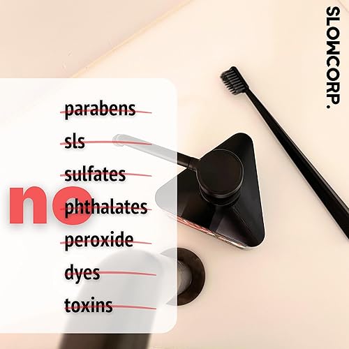 Miniatura 4 de SLOWCORP Pasta de dientes con flúor con carbón activado y aceite de semilla de cáñamo seguro para dientes y esmalte para dientes sensibles ayuda a