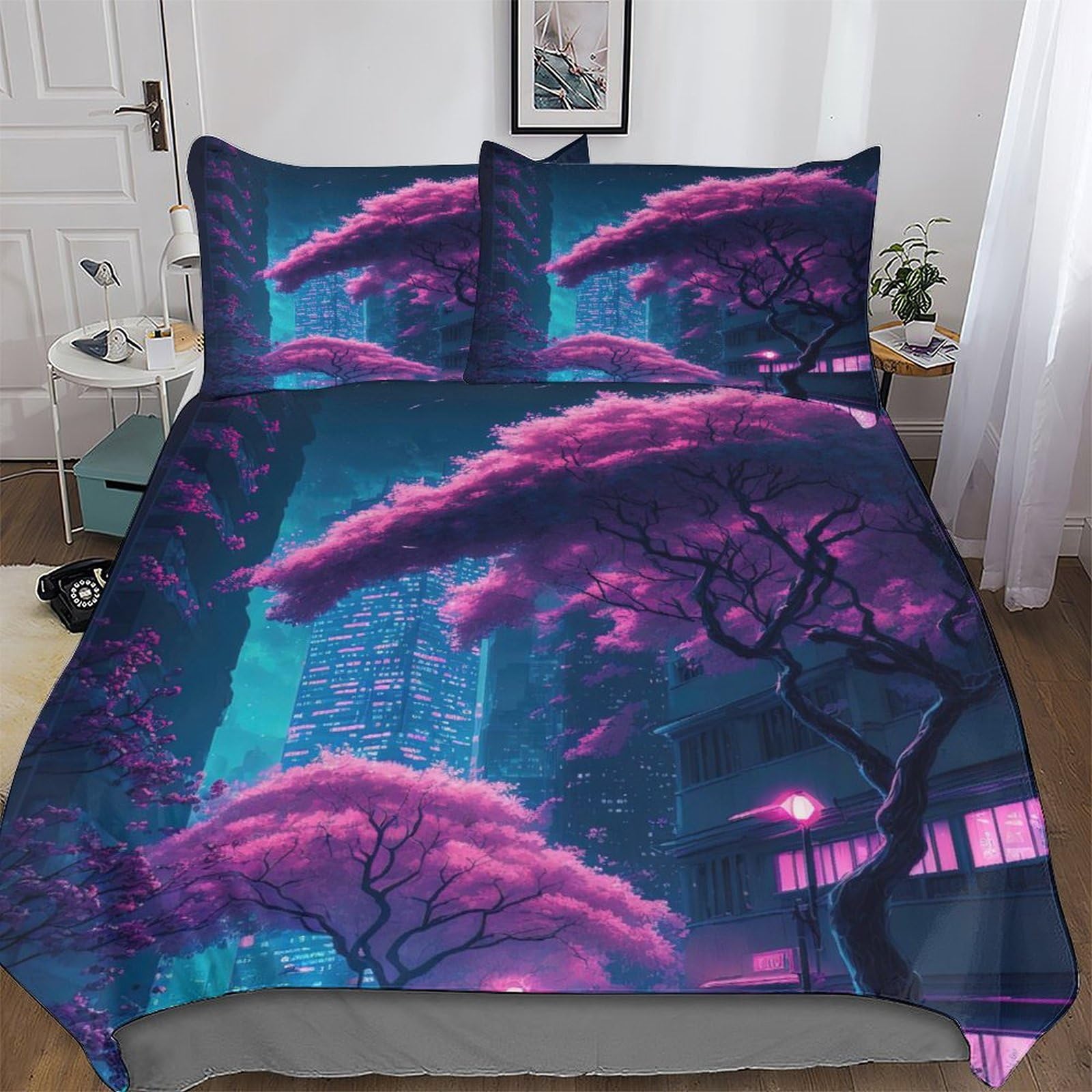 Housse de couette hypoallergénique en microfibre ultra douce fleurs