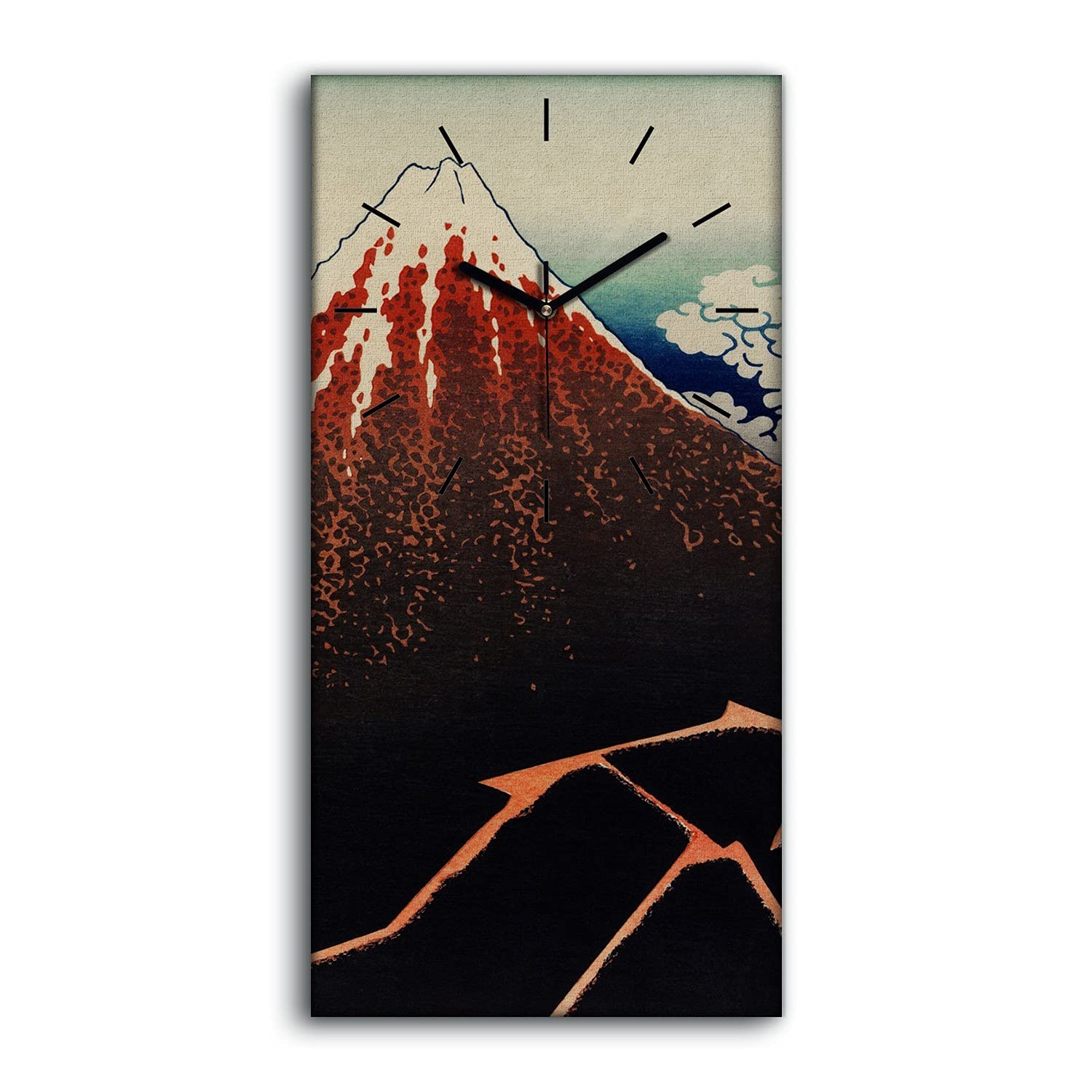 Horloge sur toile art moderne tableau paysage 30x60cm