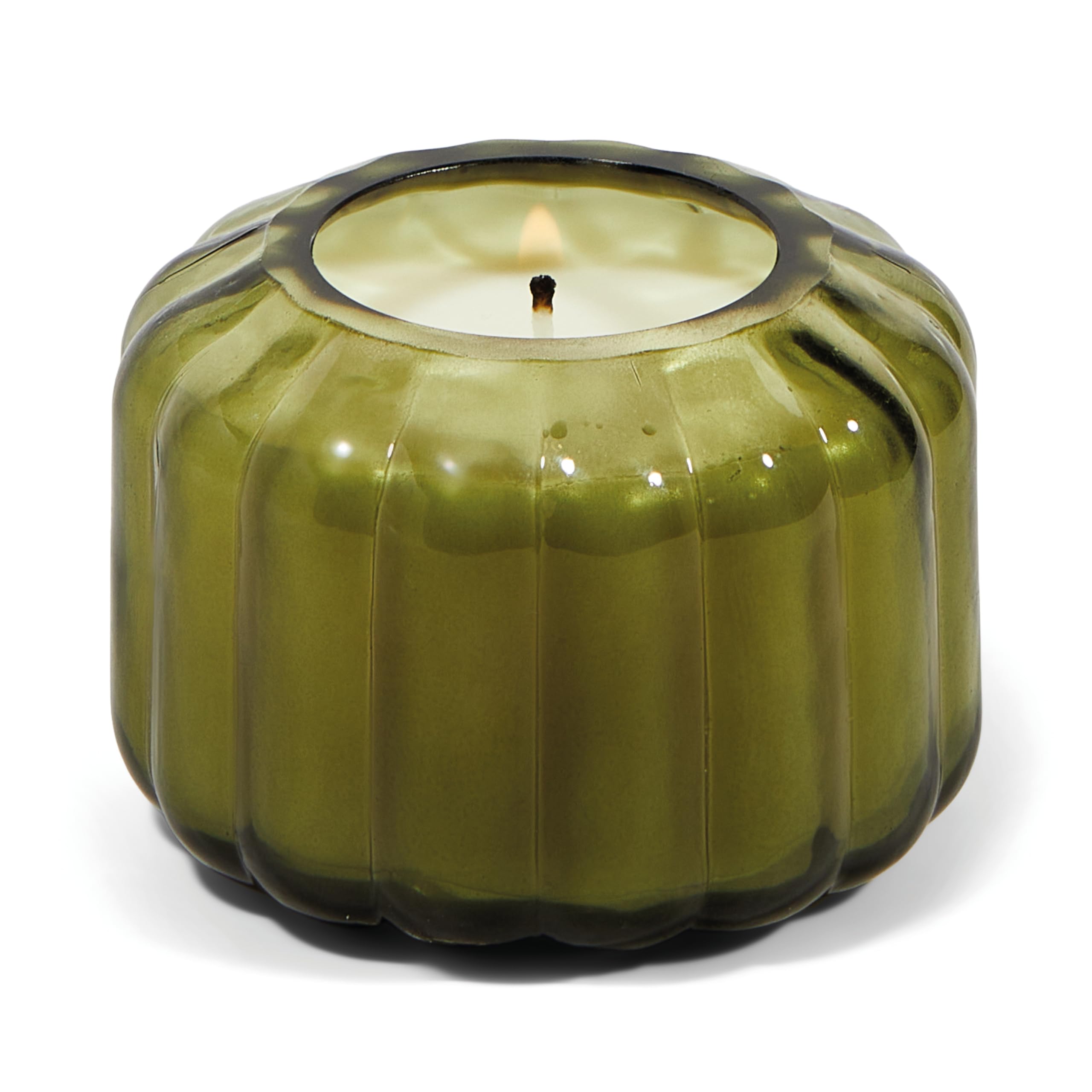 Paddywax Scented Candles Vintage Style Ripple Hand Blown Glass Collection Luxury Artisan Candle, 4.5-Ounce, Green - Secret Garden