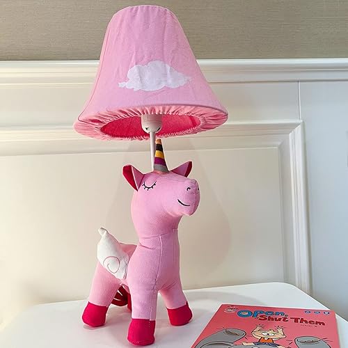 Miniatura 1 de HERBESTBAY Lámpara de noche lámpara de mesa de diseño creativo de unicornio rosa para sala de estar 19 pulgadas de alto lámpara de mesa pequeña de