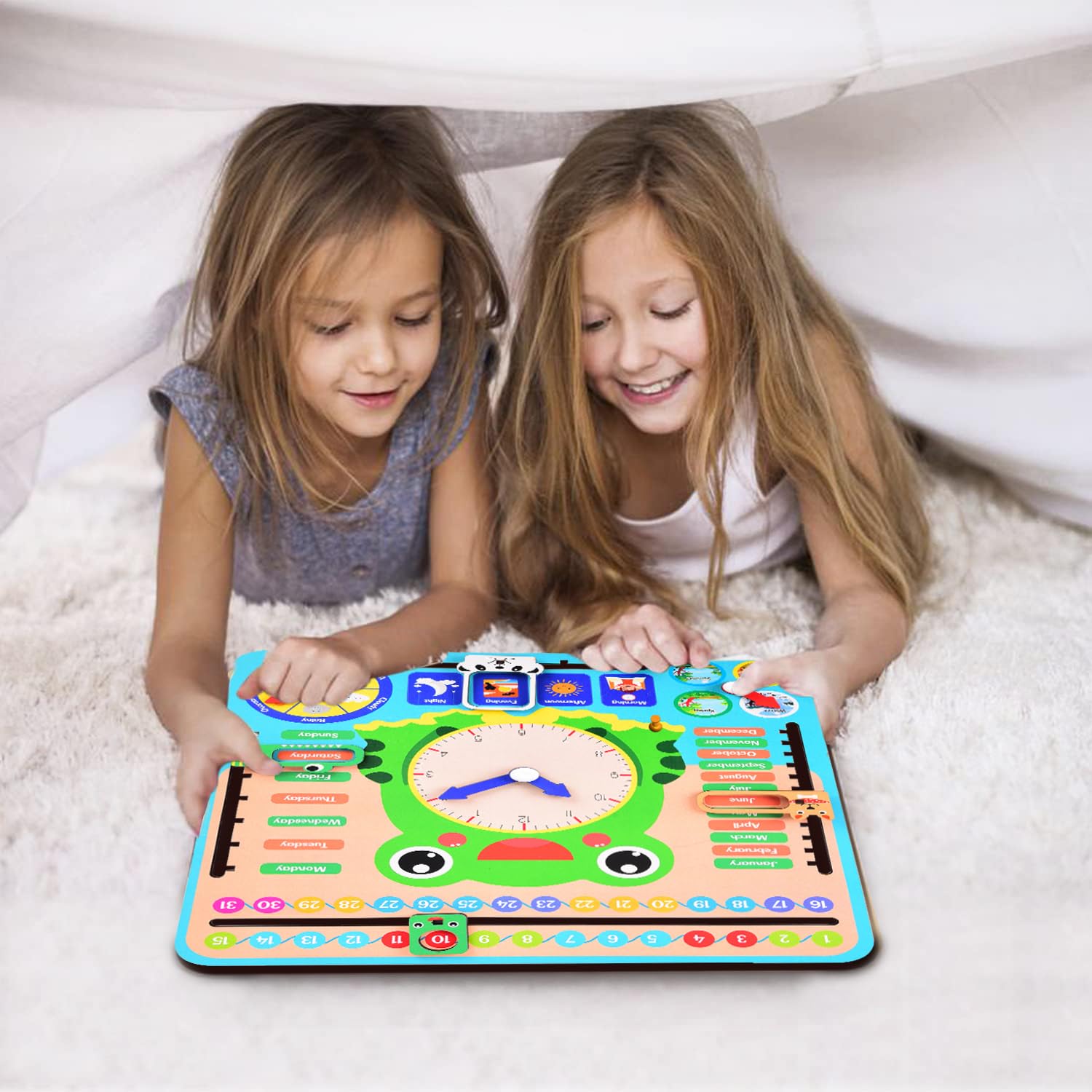 Webby Educational Frog Calendar | Learning Clock | Today's Date | Days of The Week | Months | Seasons | Weather | Learning Toys for Kids at Home | Preschool and Montessori Classroom Calendar - Image 4 thumbnail