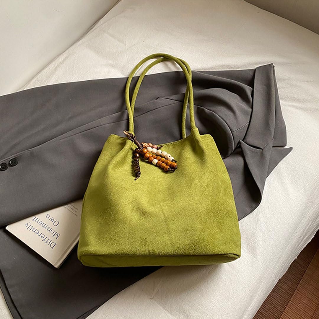 Suede Tote Bag for Women Suede Hobo Bags Slouchy Shoulder Handbag Vintage Purse Satchel Bags Travel College Tote Bag - Image 4