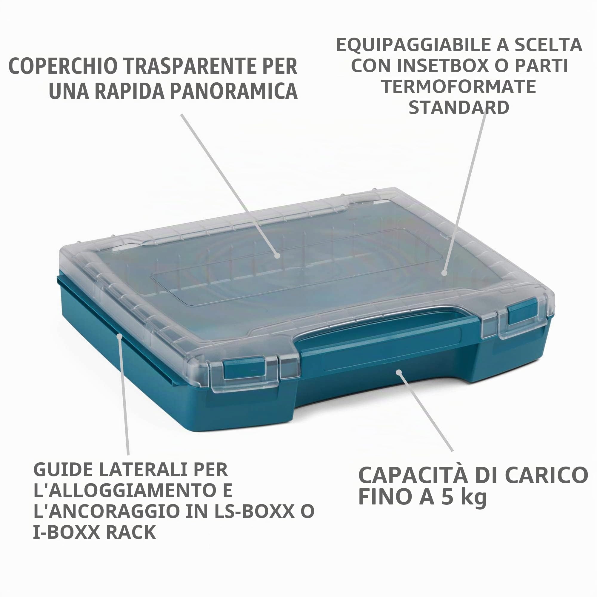 L-BOXX LS-BOXX 306 - Valigetta per attrezzi professionale, senza logo, con 2 attrezzi i-BOXX vuoti, colore: Blu
