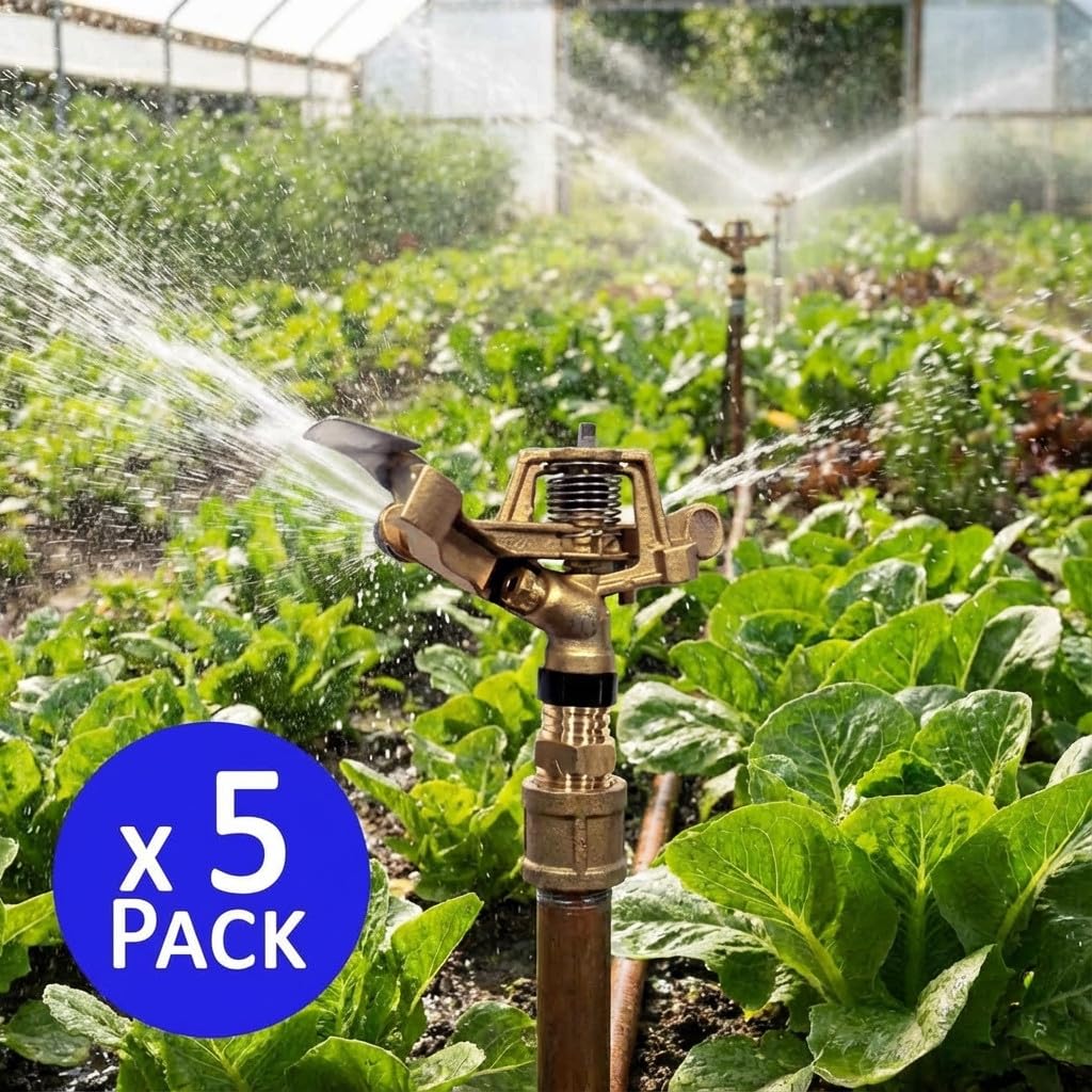 Suinga Aspersor de Riego Agricola Circular 1/2'' 24º | Pack 5 Aspersores con Alcance 9 a 14 m | Aspersor de Jardin 360º