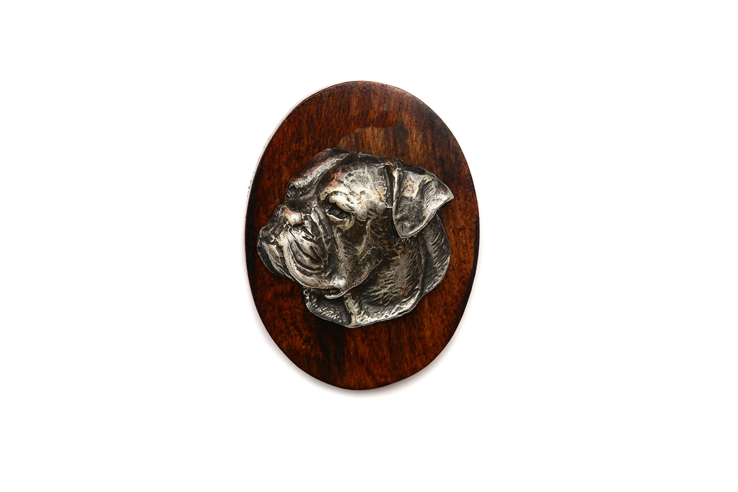 Art-Dog Dog Show Ring Clip Number Holder - Brooch with Clip Dog Show Exhibit Number Holder - Handmade Dog Show Accessory – Dog Tag Clip 7x5cm – American Bulldog — image 1