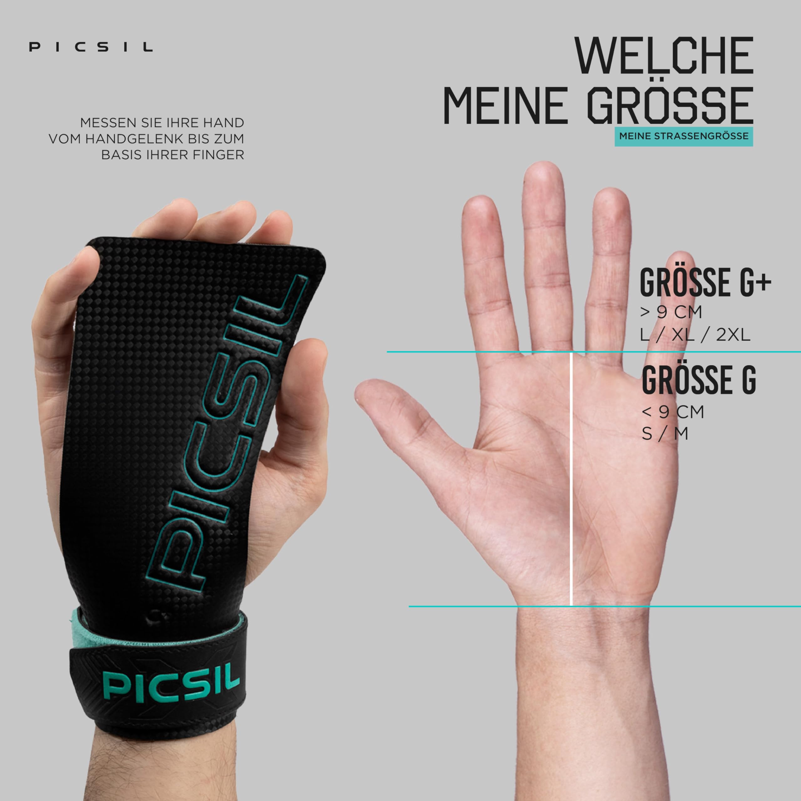 PICSIL Falcon-Griffe, für alle Oberflächen und Stangenarten, Verwendung mit Magnesium, Kohlefasermaterial, für Crosstrainig, WOD, Fitnessstudio und Calisthenics