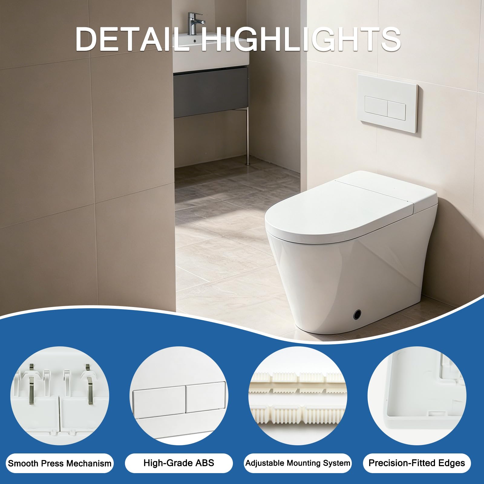 WC Drückerplatte kompatibel mit Geberit Sigma 01 20 30 50, Betätigungsplatte für UP300 UP320 Spülkasten mit Montagerahmen & Schrauben