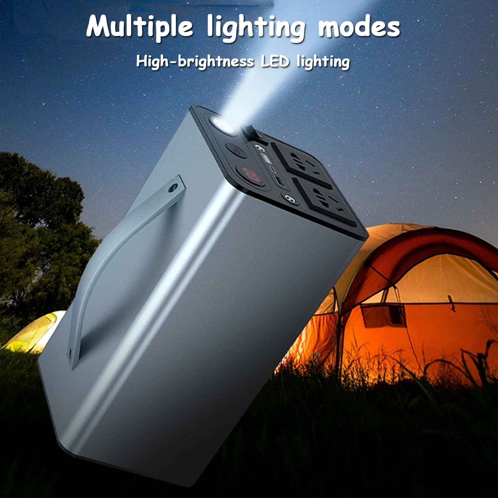 Stazione di alimentazione portatile da 300 W, Power Bank con presa CA, porta PD/USB-C da 25 W, alimentatore per batteria per caricabatterie per laptop, generatore solare per interruzione ,Black