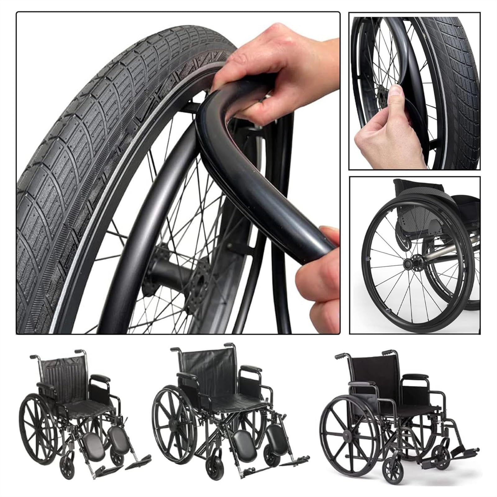 Funda para silla de ruedas de 20/22/24 pulgadas, 1 par, antideslizante, resistente al desgaste, funda protectora para anillo de empuje de rueda trasera de silla de ruedas, empuñaduras para llanta de