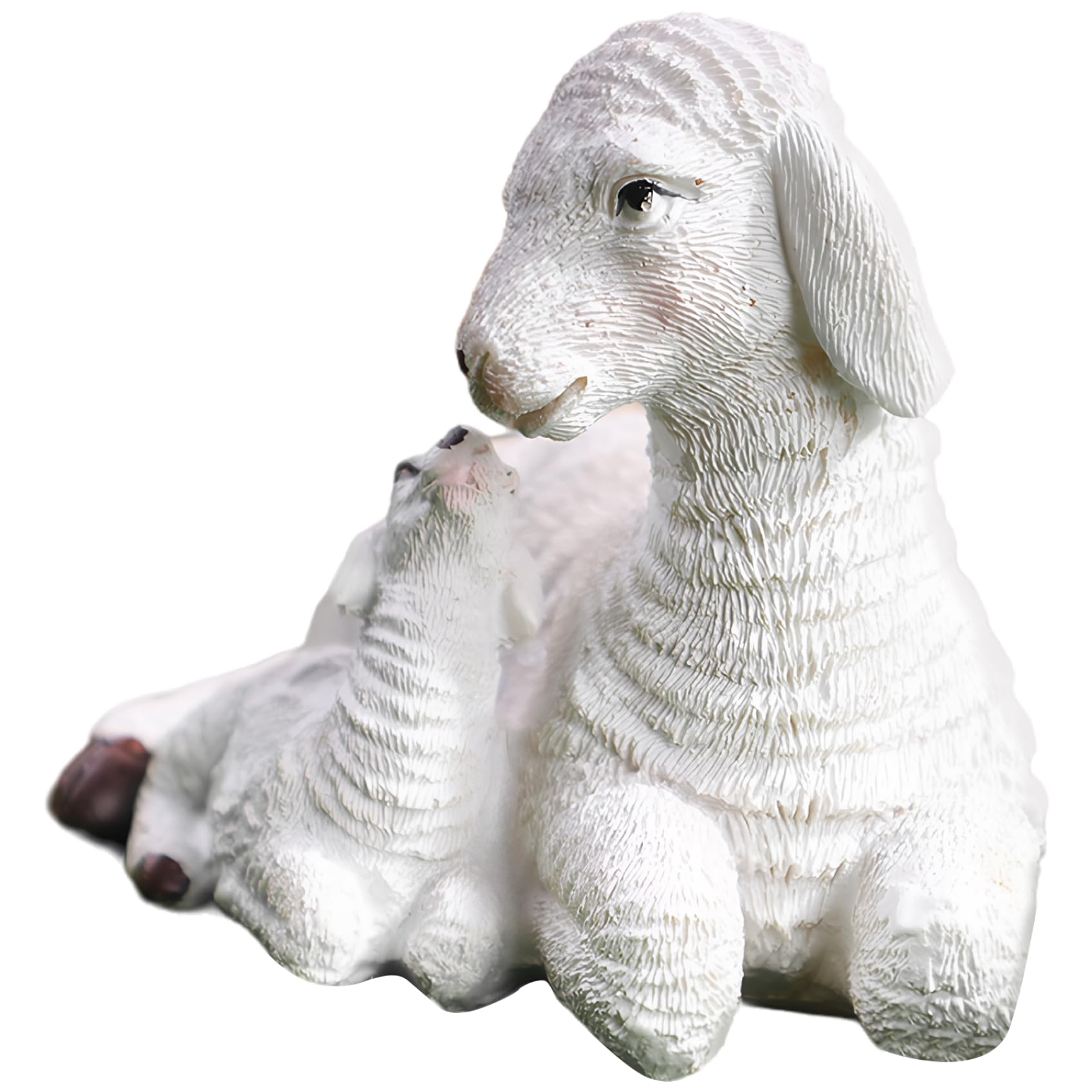 Licsaliwe White Sheep Figurines, Mother & Baby Resin Lamb Statue, Rustic Ornament For Garden, Patio, Lawn Decor