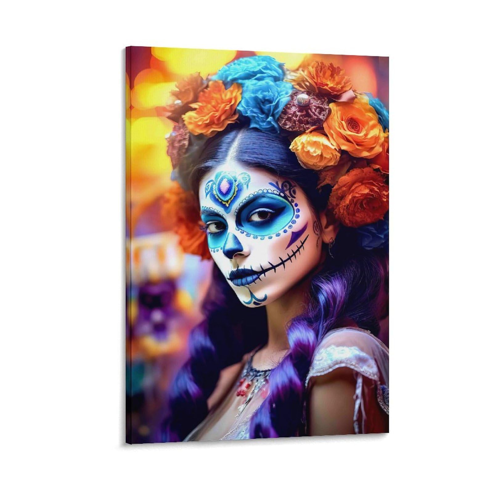 DHBANEIOK Day of Dead Makeup_2 Wall Decor Poster Giclee Canvas Prints Modern Wall Art Picture Wall Hanging for Bedroom Living Room Decor 20x30inch(50x75cm)
