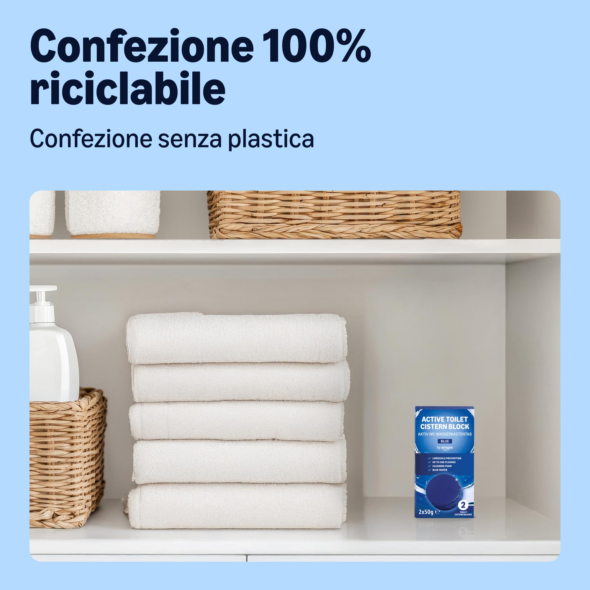 by Amazon Blocco per cassetta WC, 1 pezzo, colore: blu