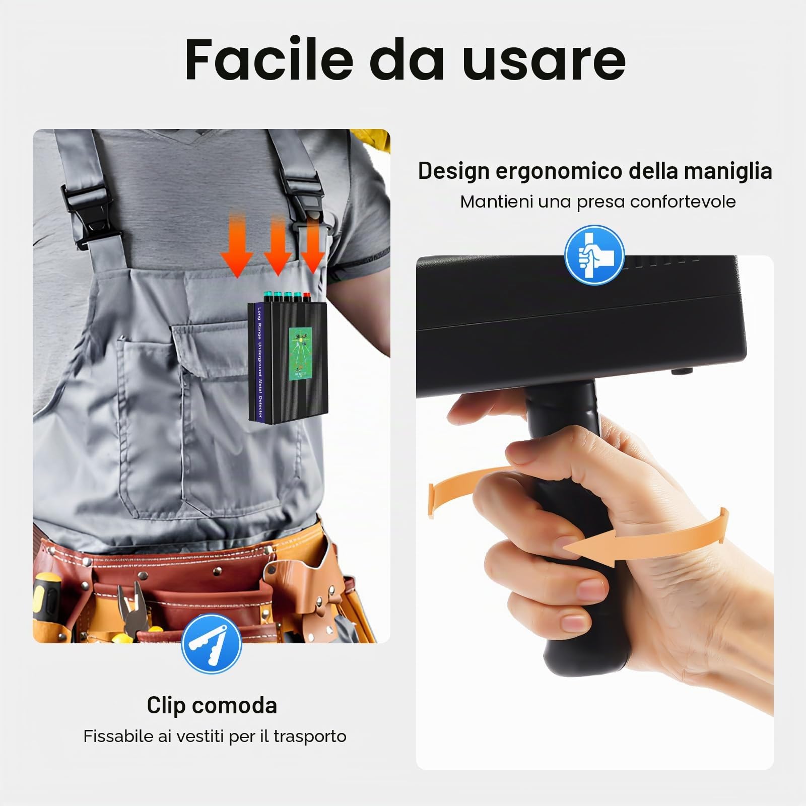 Metal Detector Professionale, Portata 1000m, Profondità 20m, Batteria Ricaricabile al Litio,Alta Precisione per Oro e Metalli, Rilevatore d'oro