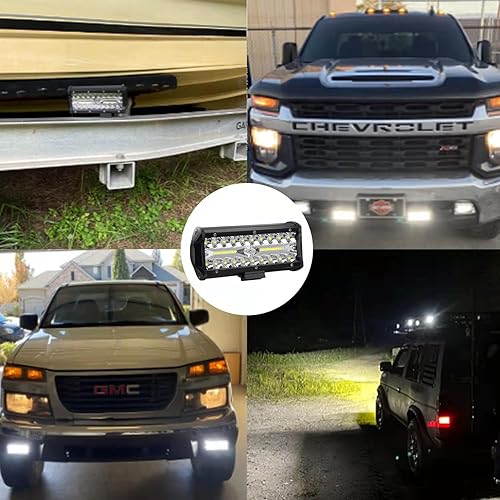 Miniatura 7 de 2 barras de luz LED de 7 pulgadas, luces de conducción de punto de inundación, luces LED todoterreno, luz de trabajo de haz combinado de triple fila