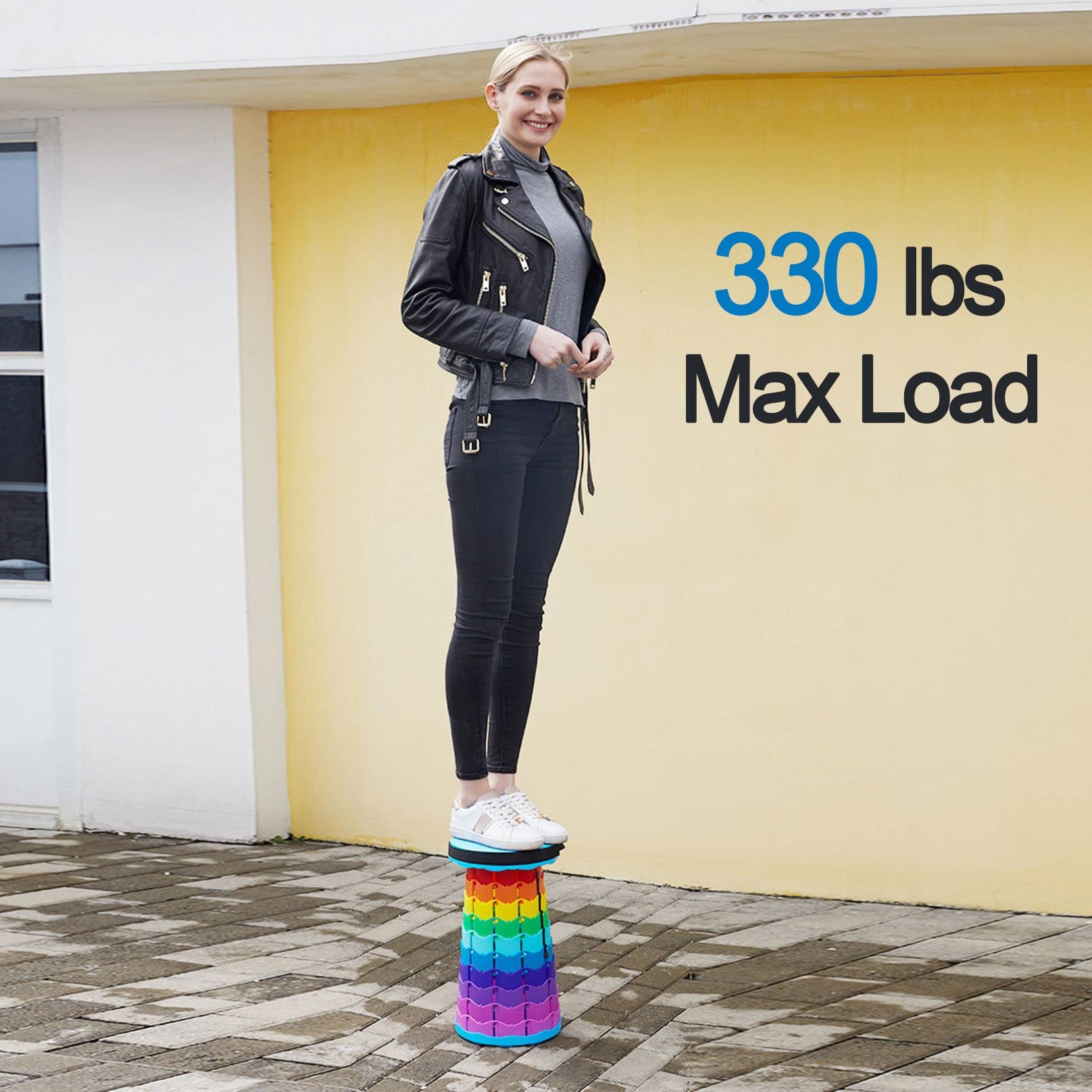 Einziehbarer Klapphocker Tragbarer Teleskophocker Verstellbarer Zusammenklappbarer Hocker Leichter Campinghocker für Erwachsene Outdoor-Reisen Küche 330 Lb Max Belastung