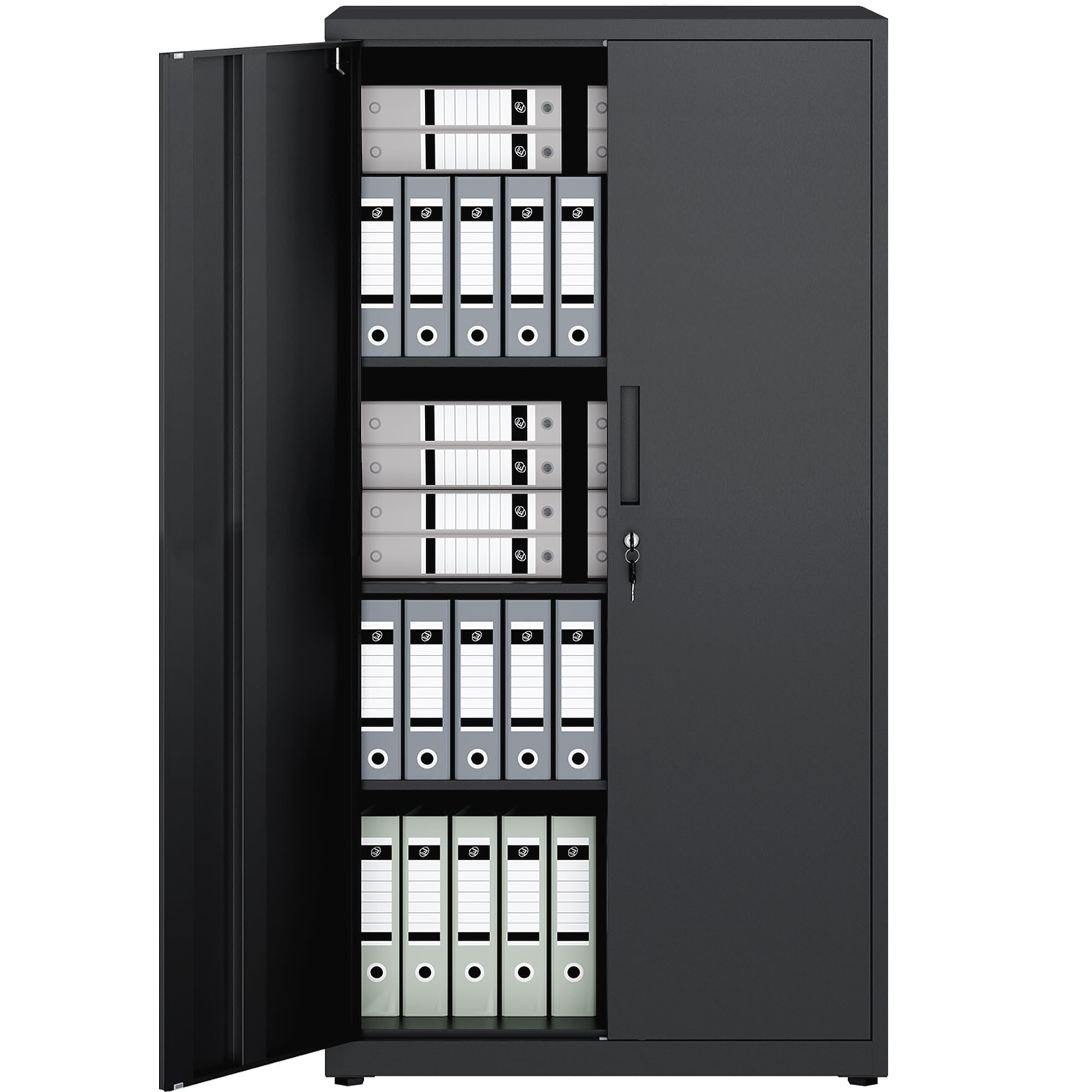 LAND·VOI Steel Storage Cabinet, 4-Tier Lockable Cabinet with Adjustable Shelves, Double-Door Cupboard Storage, For Home, Office Storage, 40×80×151.5cm, Tall Cabinet, Black — image 1