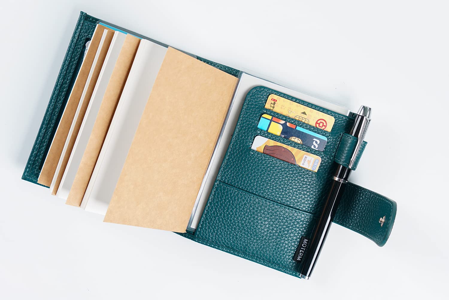 Moterm Companion Traveler's - Funda para cuaderno de viajero, diseño mejorado con bolsillo trasero (tamaño pasaporte, color azul guijarro Vert Foncé)
