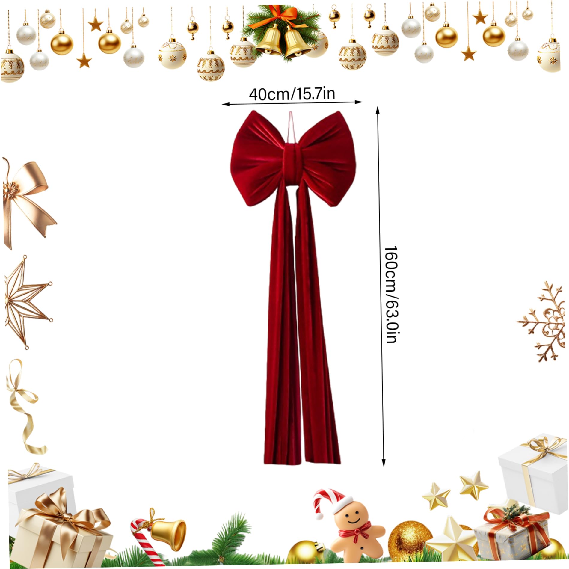 Weihnachtsschleifen, Weihnachtsbaumspitzenschleife, 43, 3 Zoll, extra große rote Samtschleifen für Zuhause, Baumspitzen, Kranz, Wand, Zimmer, Party, Urlaub, Dekoration, Zubehör