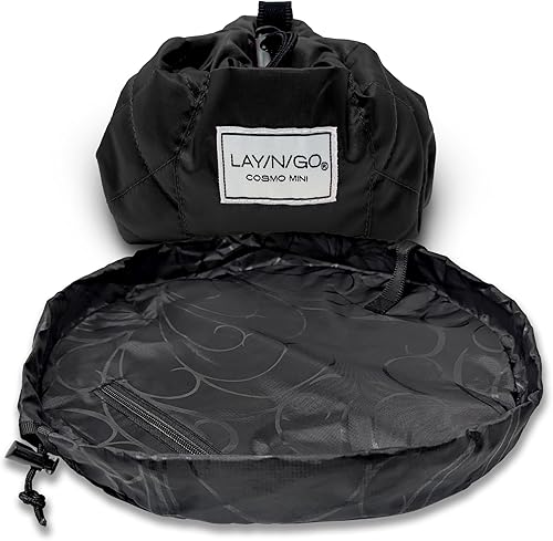 Lay-n-Go Cosmo - Organizador de maquillaje con cordón para viajes y uso diario con un diseño patentado y duradero, 20 pulgadas, negro